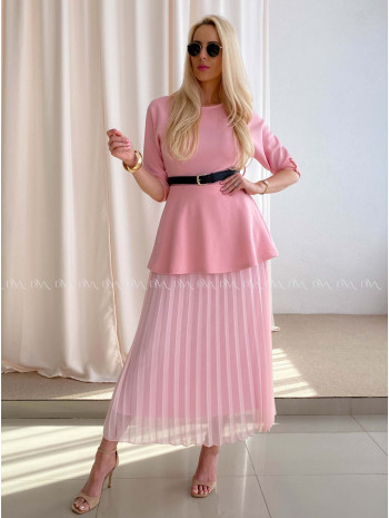 Maxi šaty s plisovanou sukňou Elis ružové AB 65