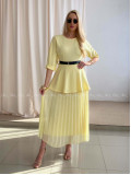 Maxi šaty s plisovanou sukňou Elis žlté AB 65