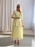 Maxi šaty s plisovanou sukňou Elis žlté AB 65