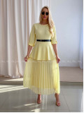 Maxi šaty s plisovanou sukňou Elis žlté AB 65