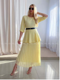 Maxi šaty s plisovanou sukňou Elis žlté AB 65