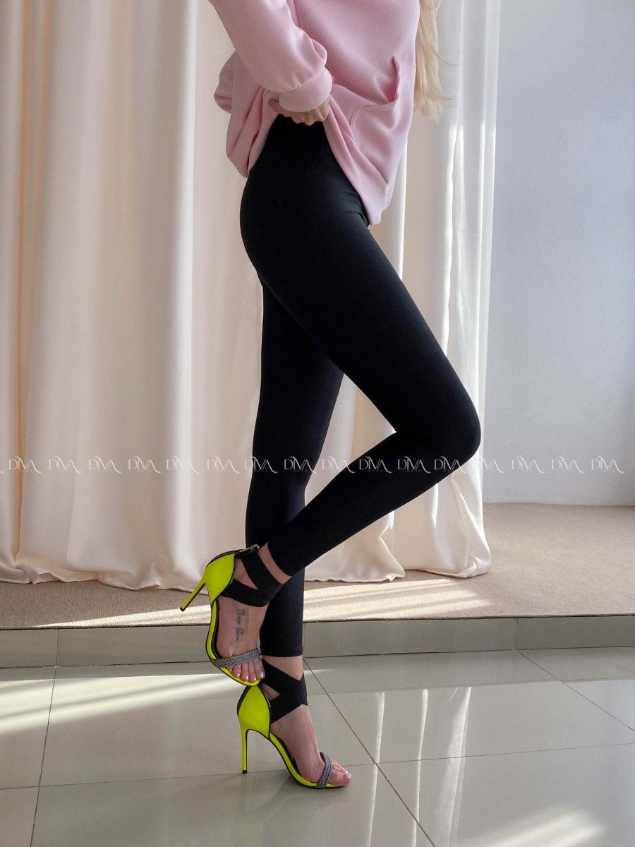 Jemne metalické legíny s vysokým pásom čierne M 580