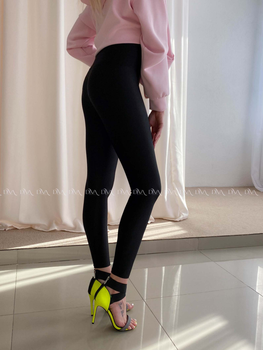 Jemne metalické legíny s vysokým pásom čierne M 580