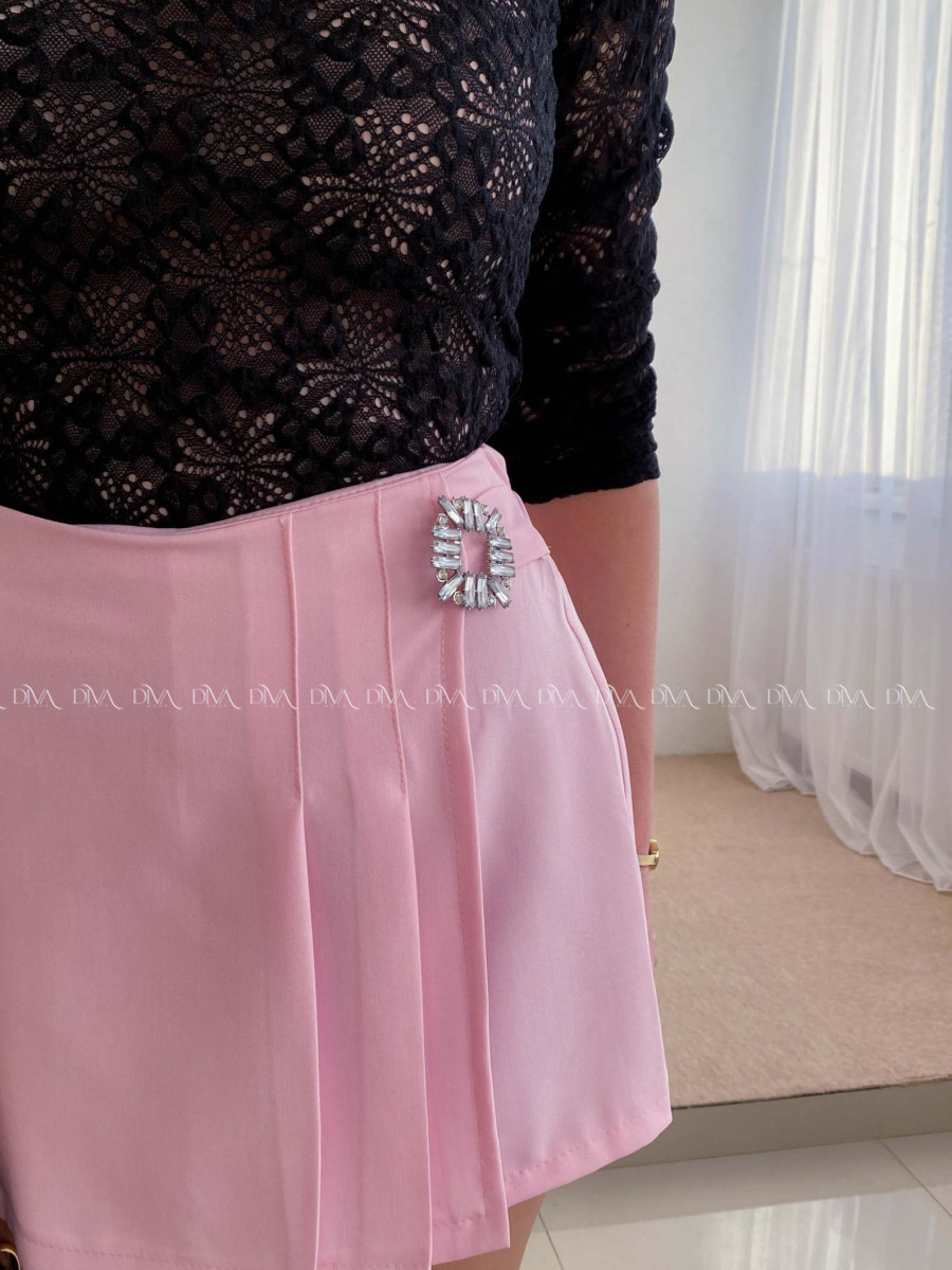Mini skort sukňa s kamienkovou sponou baby pink AB 64