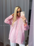 Popelínová oversize košeľa ružová PP 170