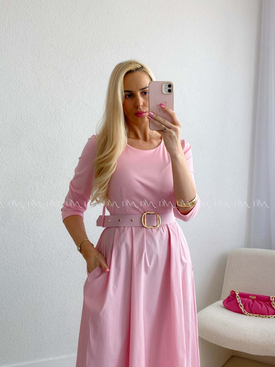 Maxi šaty Adina s opaskom ružové AB 101