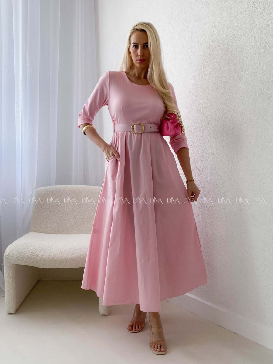 Maxi šaty Adina s opaskom ružové AB 101