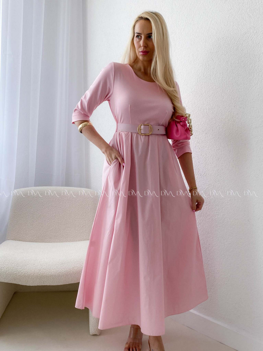 Maxi šaty Adina s opaskom ružové AB 101