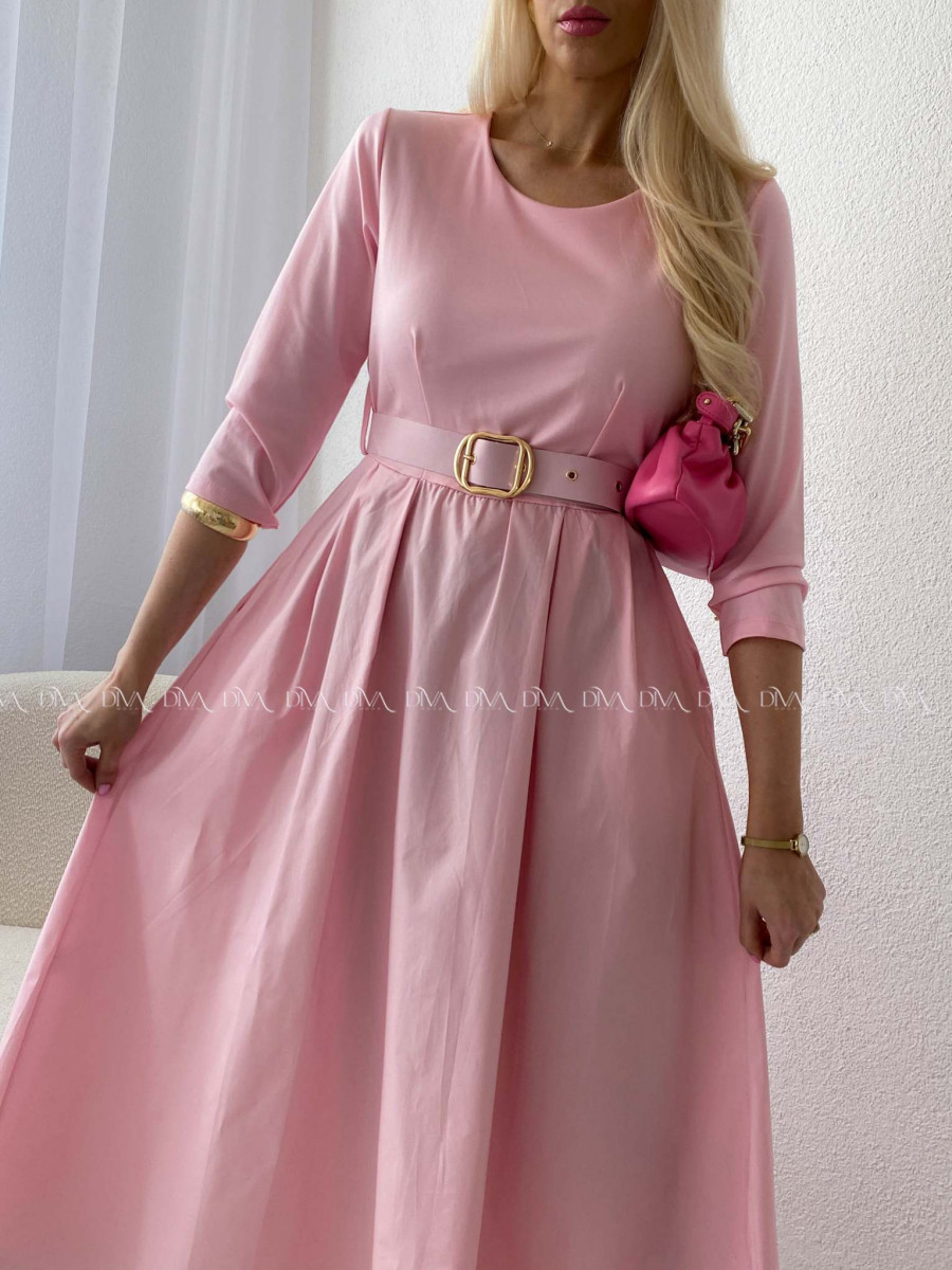 Maxi šaty Adina s opaskom ružové AB 101