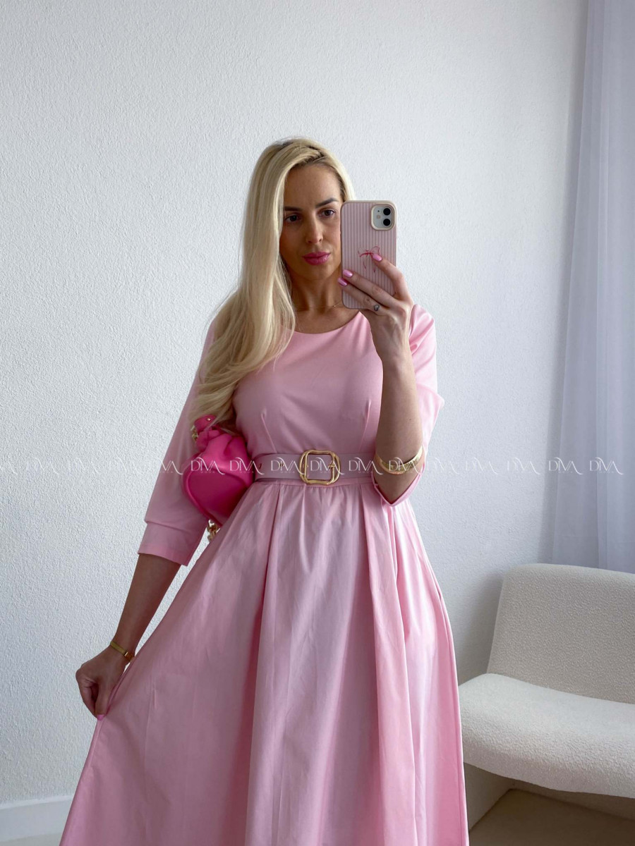 Maxi šaty Adina s opaskom ružové AB 101