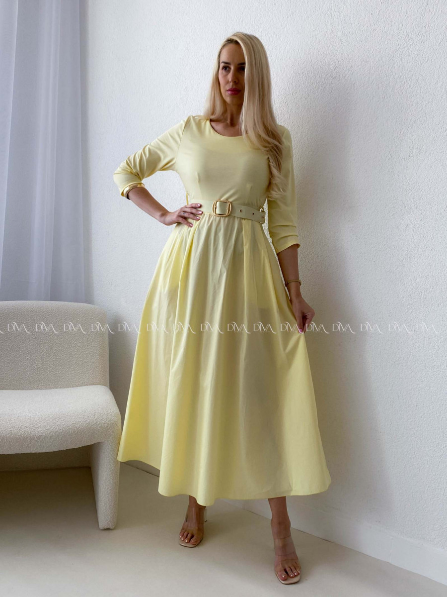 Maxi šaty Adina s opaskom žlté AB 101