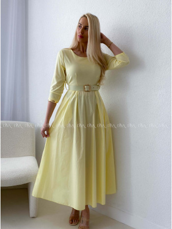 Maxi šaty Adina s opaskom žlté AB 101