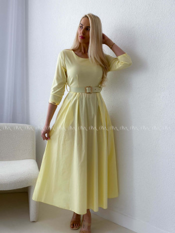 Maxi šaty Adina s opaskom žlté AB 101