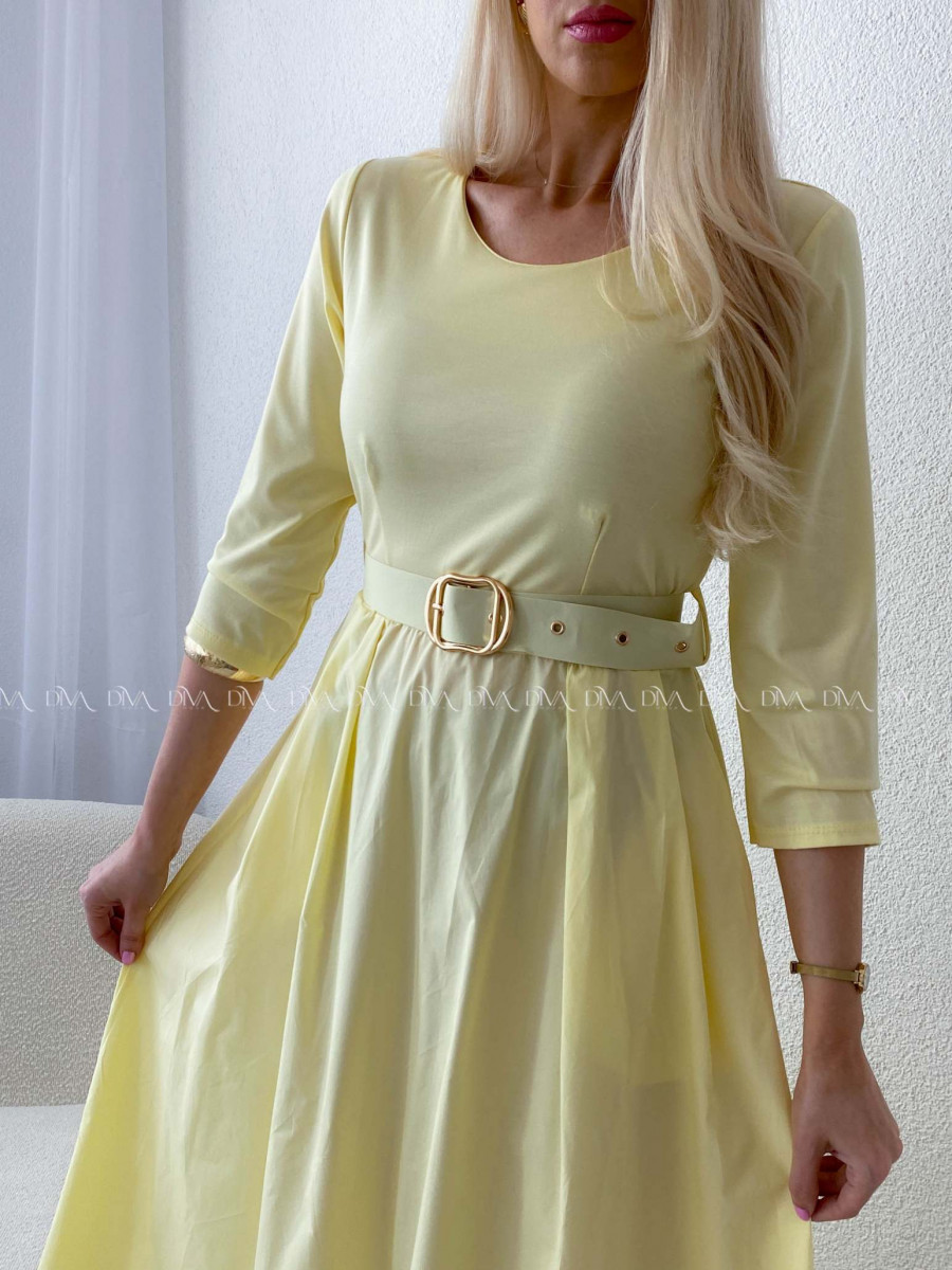 Maxi šaty Adina s opaskom žlté AB 101