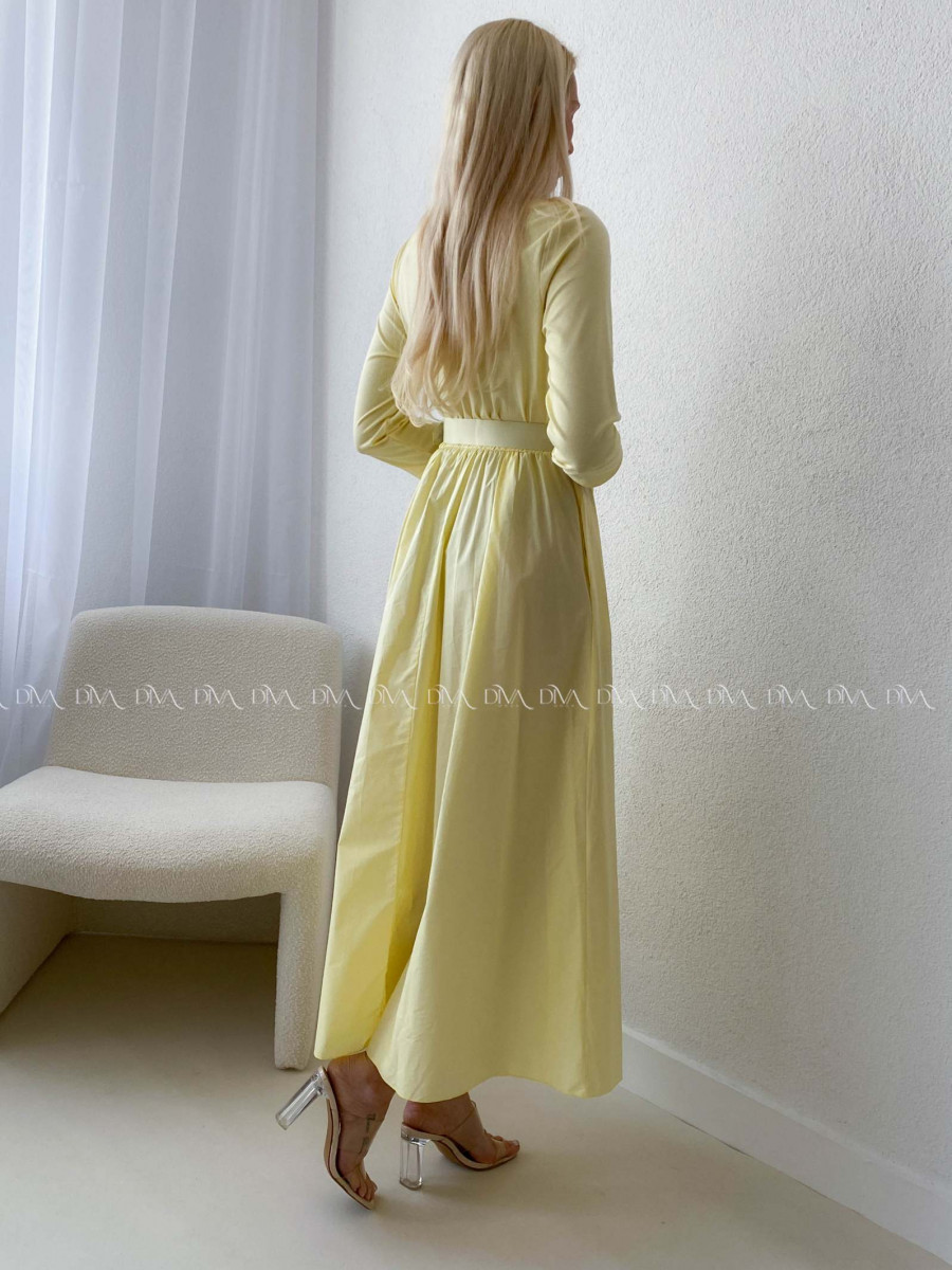 Maxi šaty Adina s opaskom žlté AB 101