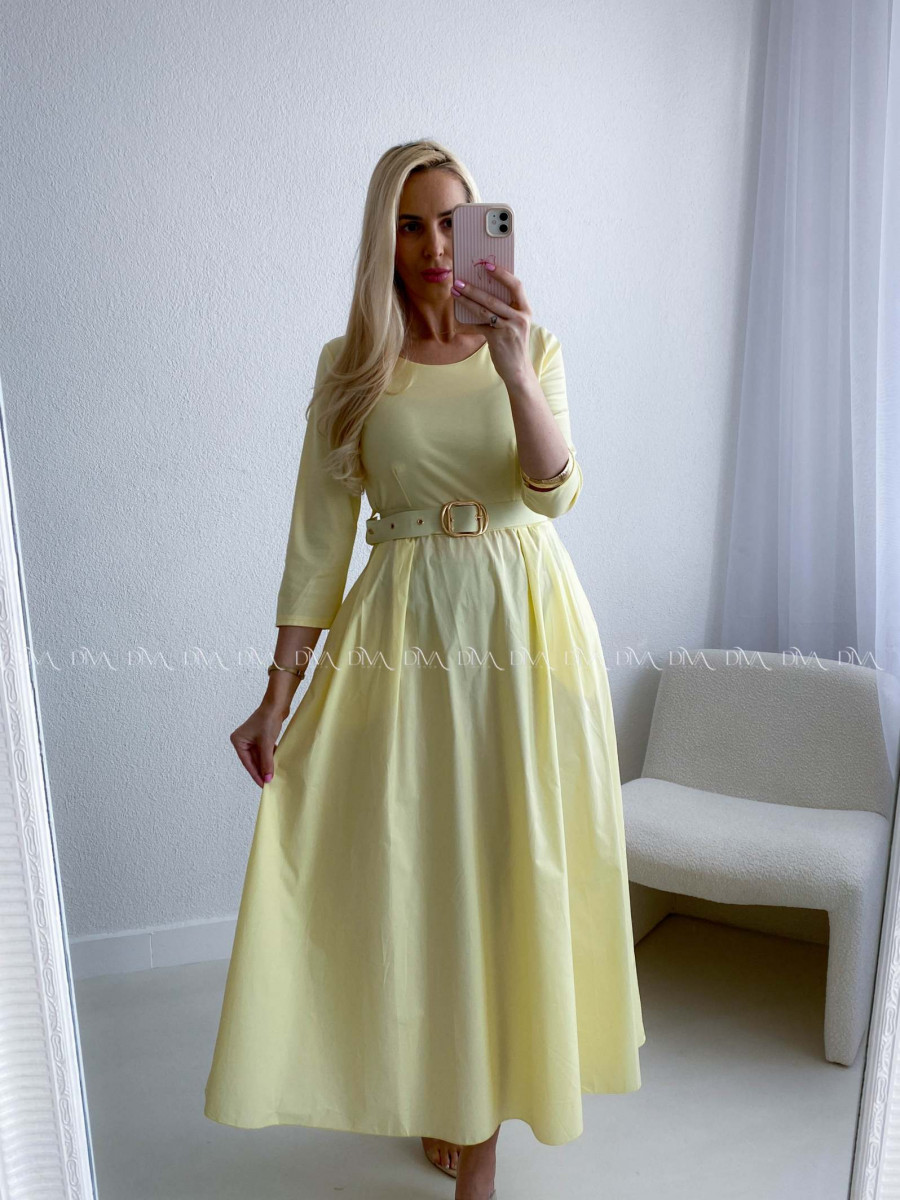 Maxi šaty Adina s opaskom žlté AB 101