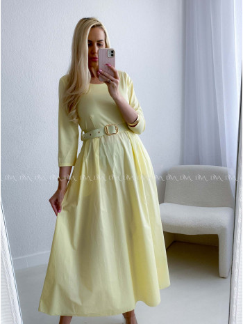 Maxi šaty Adina s opaskom žlté AB 101