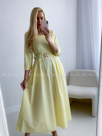 Maxi šaty Adina s opaskom žlté AB 101