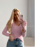Rebrovaný top s puf rukávmi Ellen baby pink AB 111