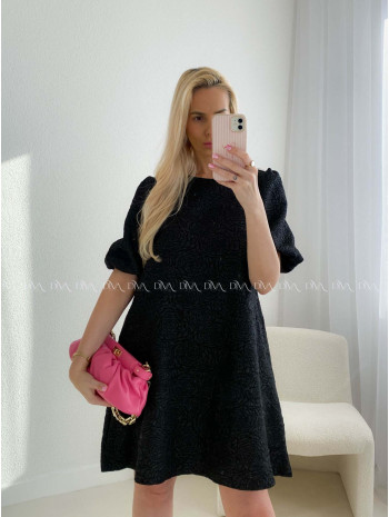 Elegantné šaty s 3d kvetmi rosses čierne AB 108