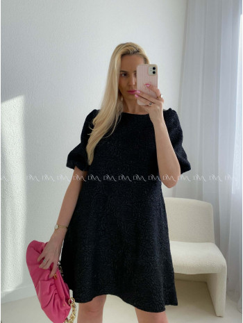 Elegantné šaty s 3d kvetmi rosses čierne AB 108