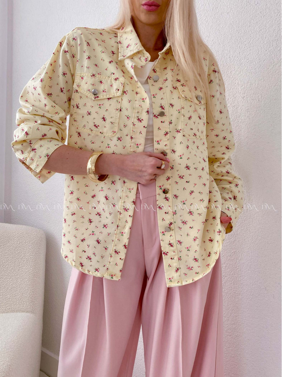 Kvetinková košeľa z mäkkej rifloviny butter yellow AB 94