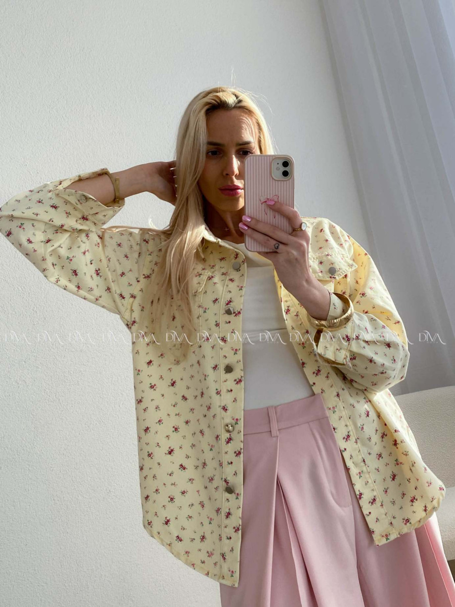Kvetinková košeľa z mäkkej rifloviny butter yellow AB 94