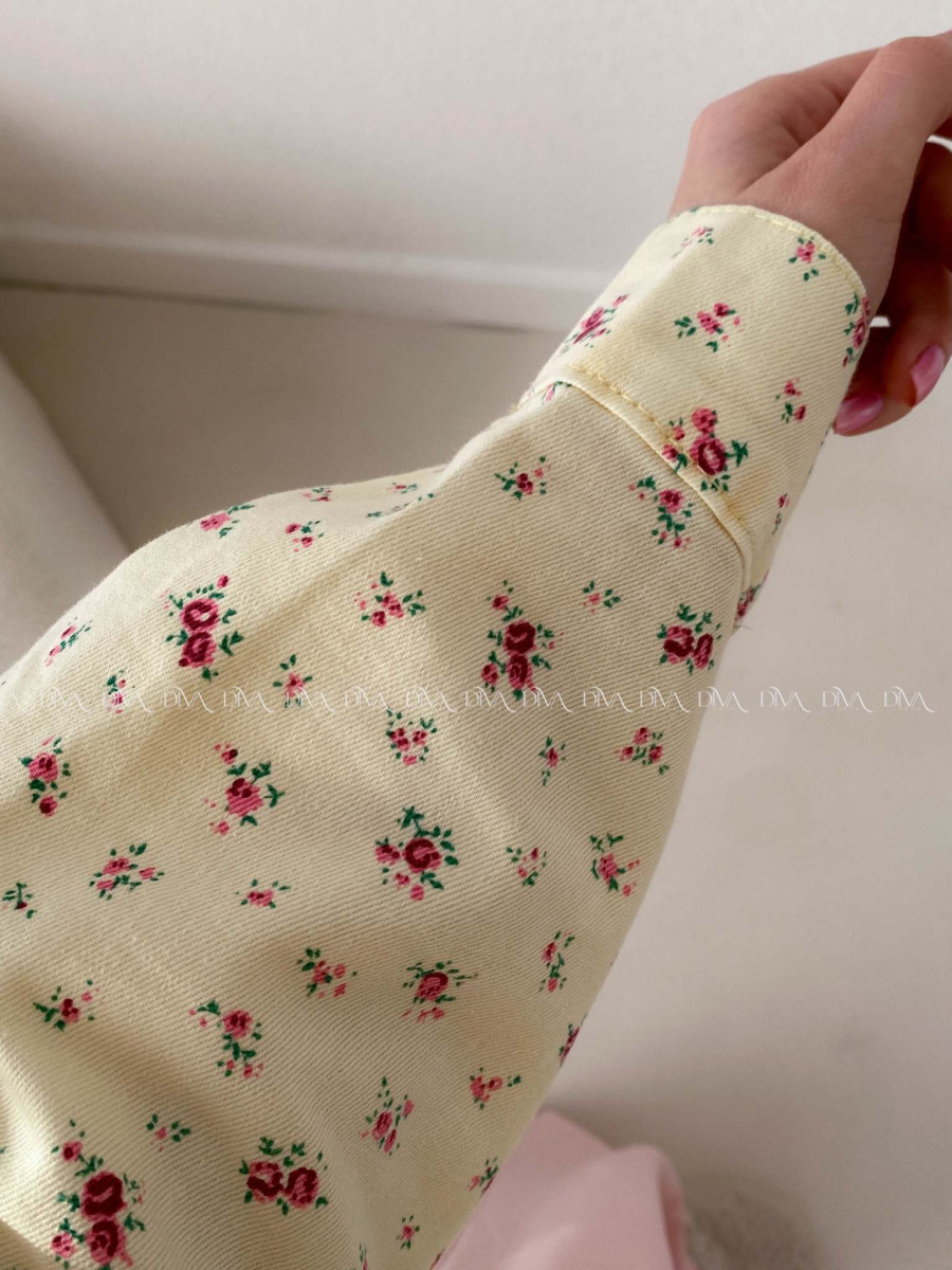 Kvetinková košeľa z mäkkej rifloviny butter yellow AB 94