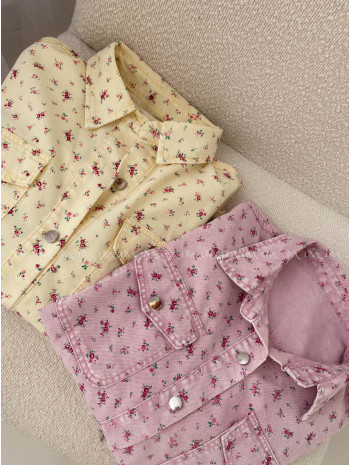 Kvetinková košeľa z mäkkej rifloviny butter yellow AB 94