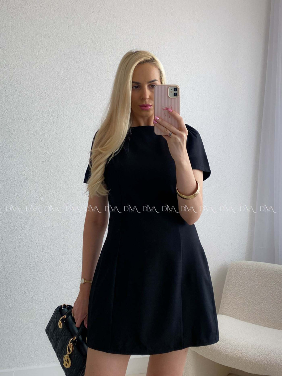 Jednoduché šaty s tulipánovými rukávmi čierne AB 107