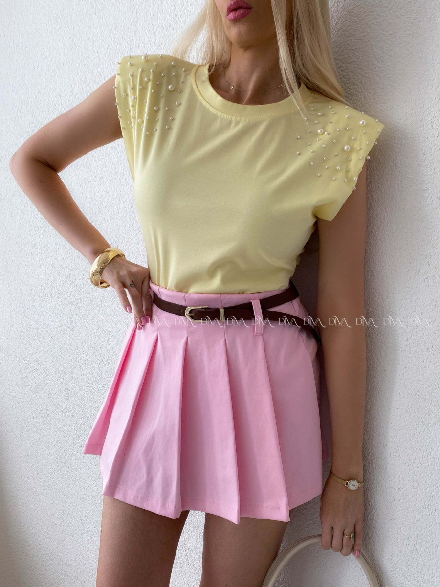 Mini skladaná skort sukňa baby pink AB 104