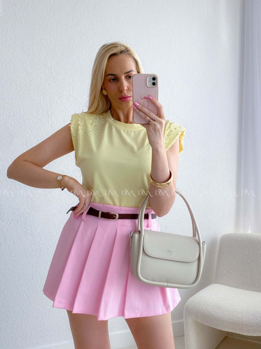Mini skladaná skort sukňa baby pink AB 104