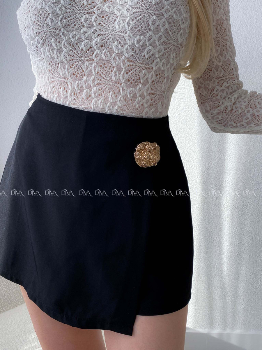 Mini skort sukňa so sponou čierna AB 103