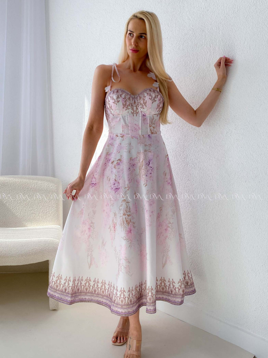 Elegantné kvetované šaty na tenké ramienka Donna AB 115
