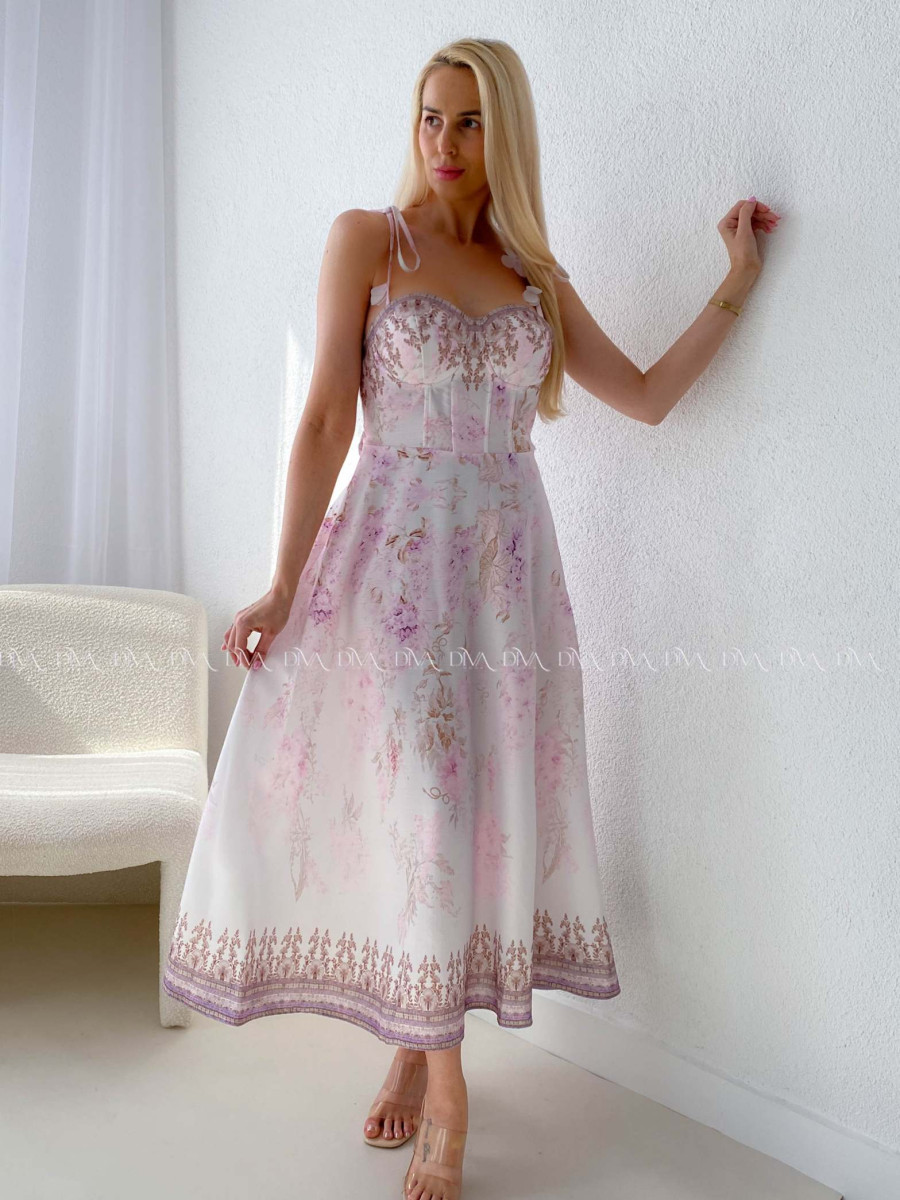Elegantné kvetované šaty na tenké ramienka Donna AB 115