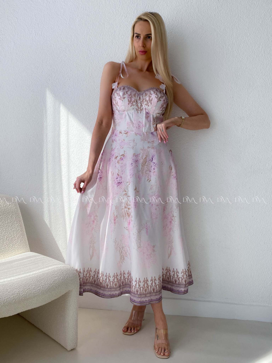 Elegantné kvetované šaty na tenké ramienka Donna AB 115