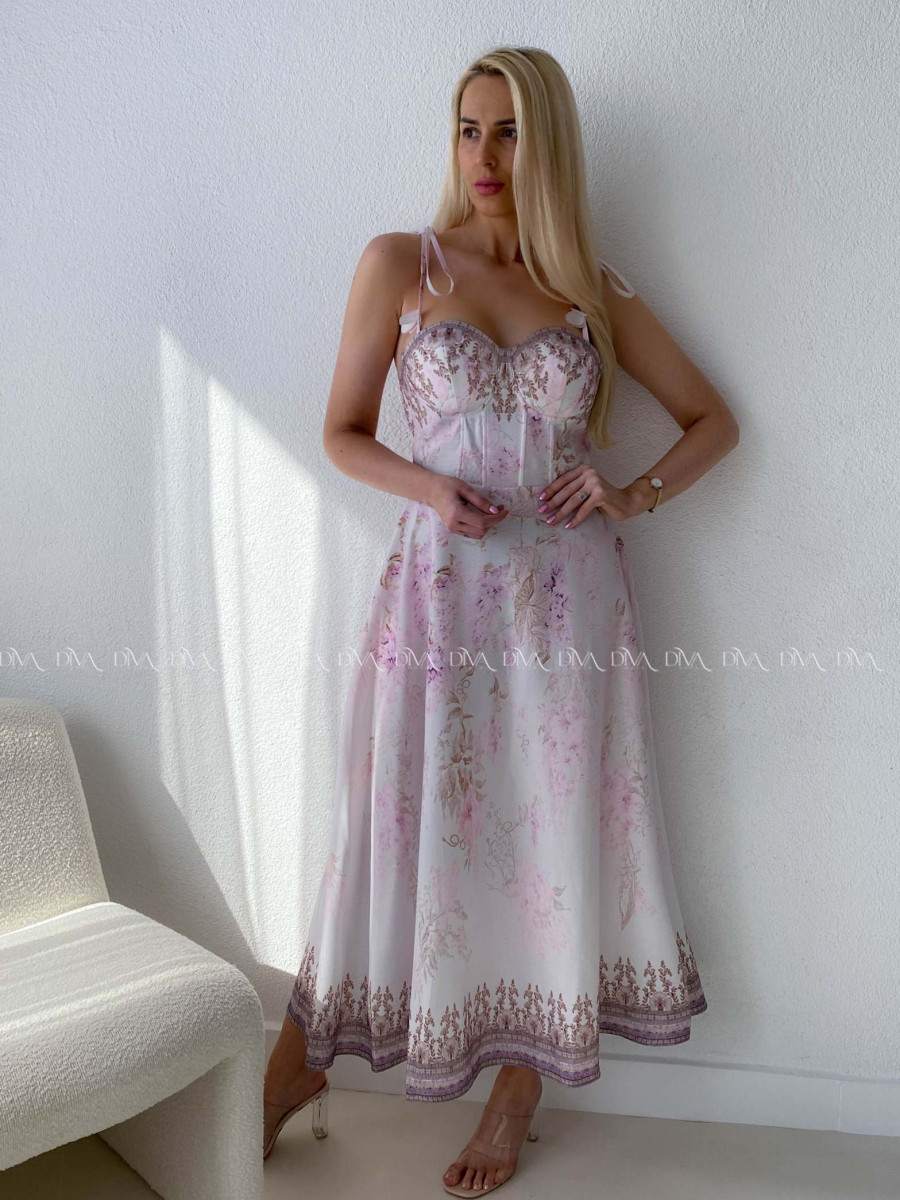 Elegantné kvetované šaty na tenké ramienka Donna AB 115