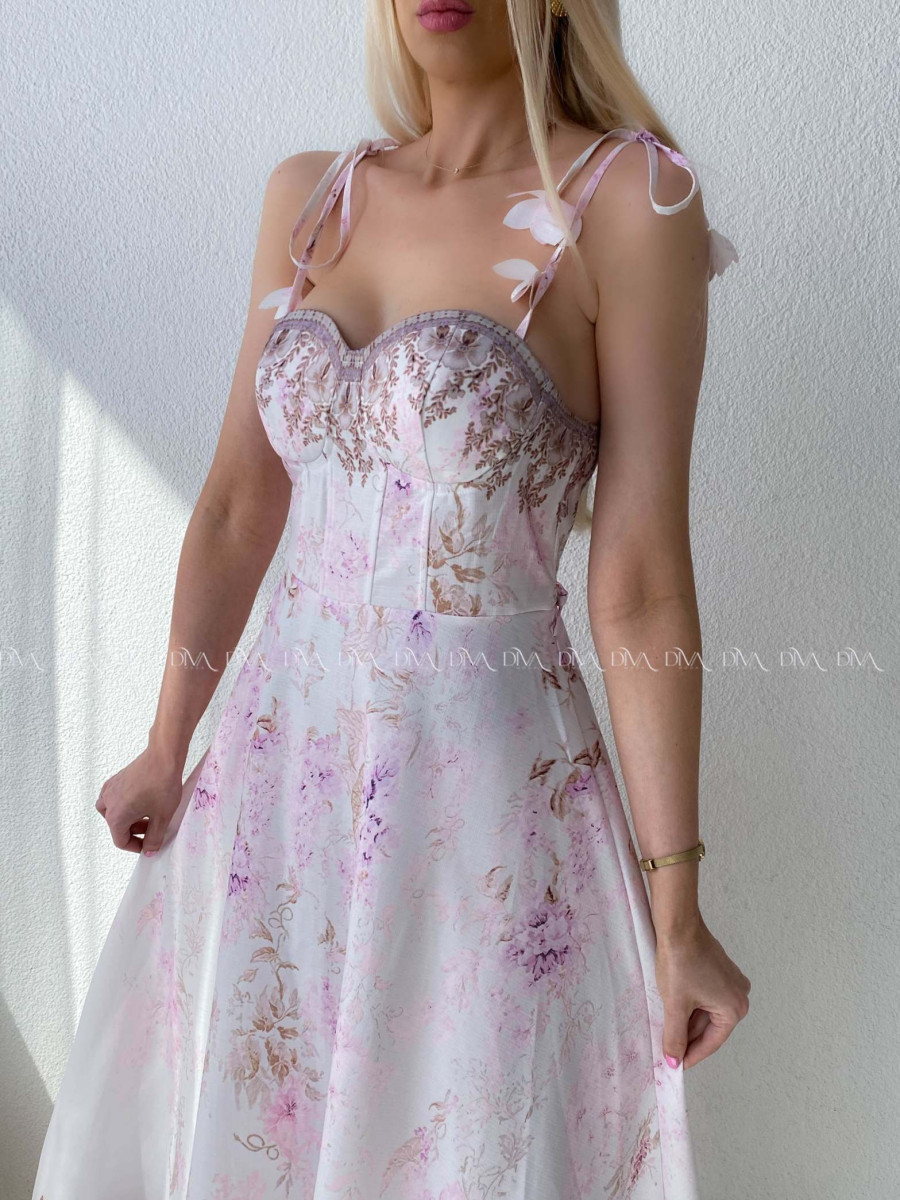 Elegantné kvetované šaty na tenké ramienka Donna AB 115