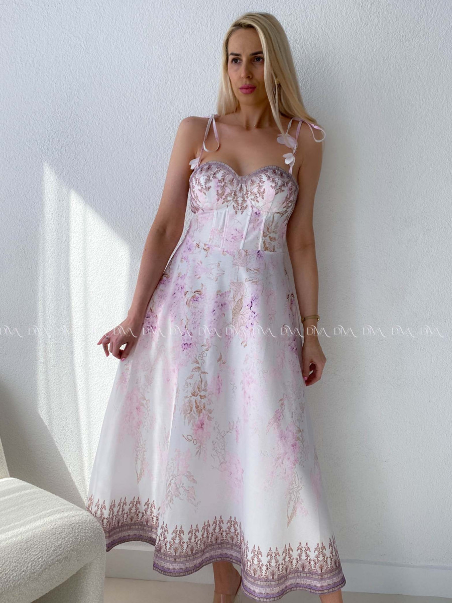 Elegantné kvetované šaty na tenké ramienka Donna AB 115