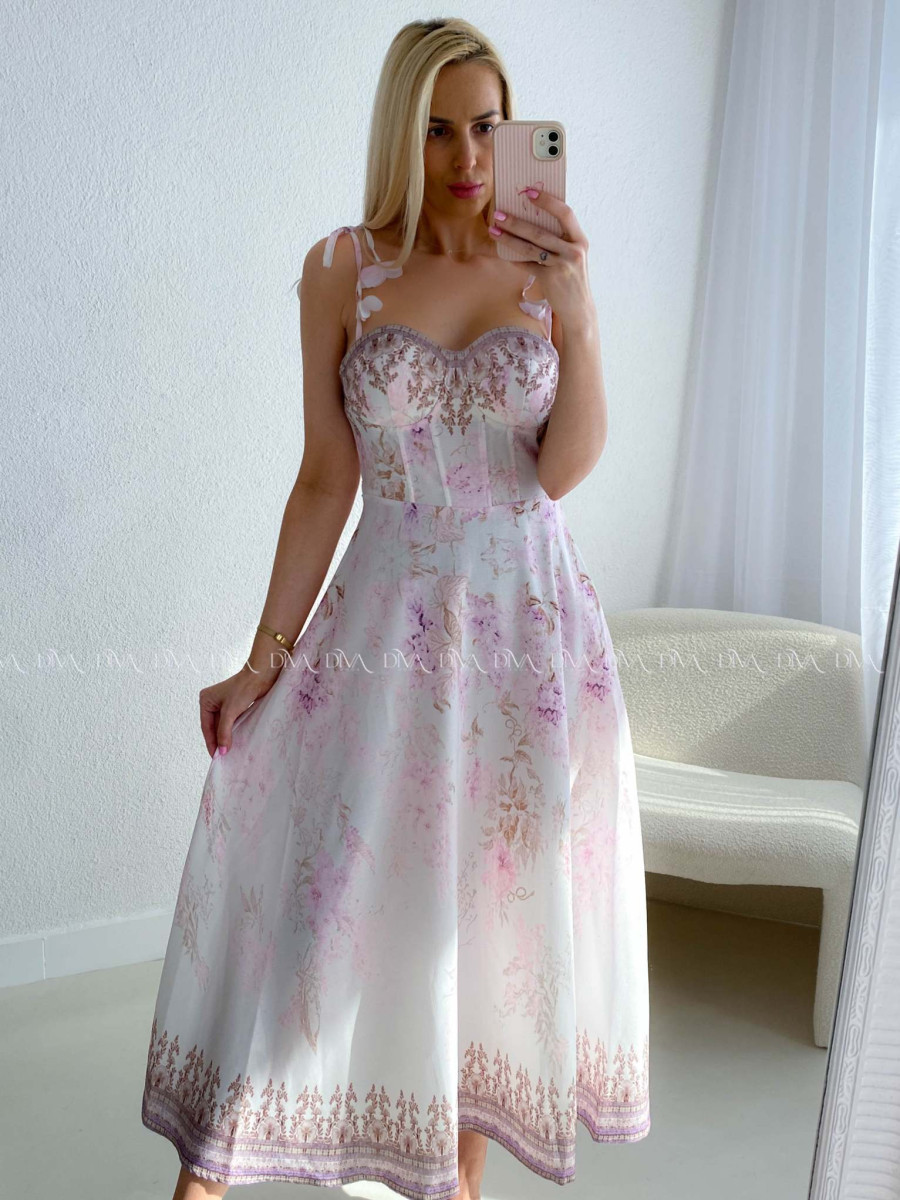 Elegantné kvetované šaty na tenké ramienka Donna AB 115