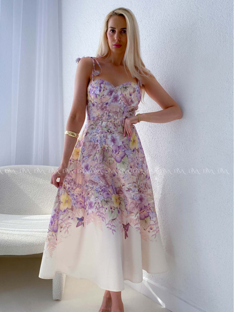 Elegantné kvetované šaty na tenké ramienka Camilla AB 115
