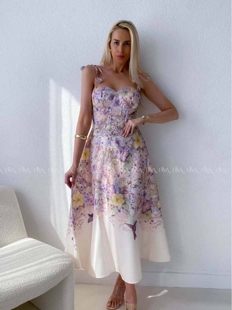 Elegantné kvetované šaty na tenké ramienka Camilla AB 115