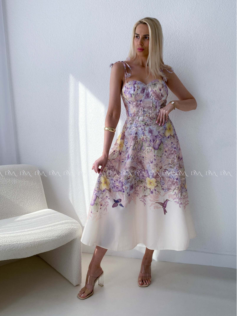 Elegantné kvetované šaty na tenké ramienka Camilla AB 115