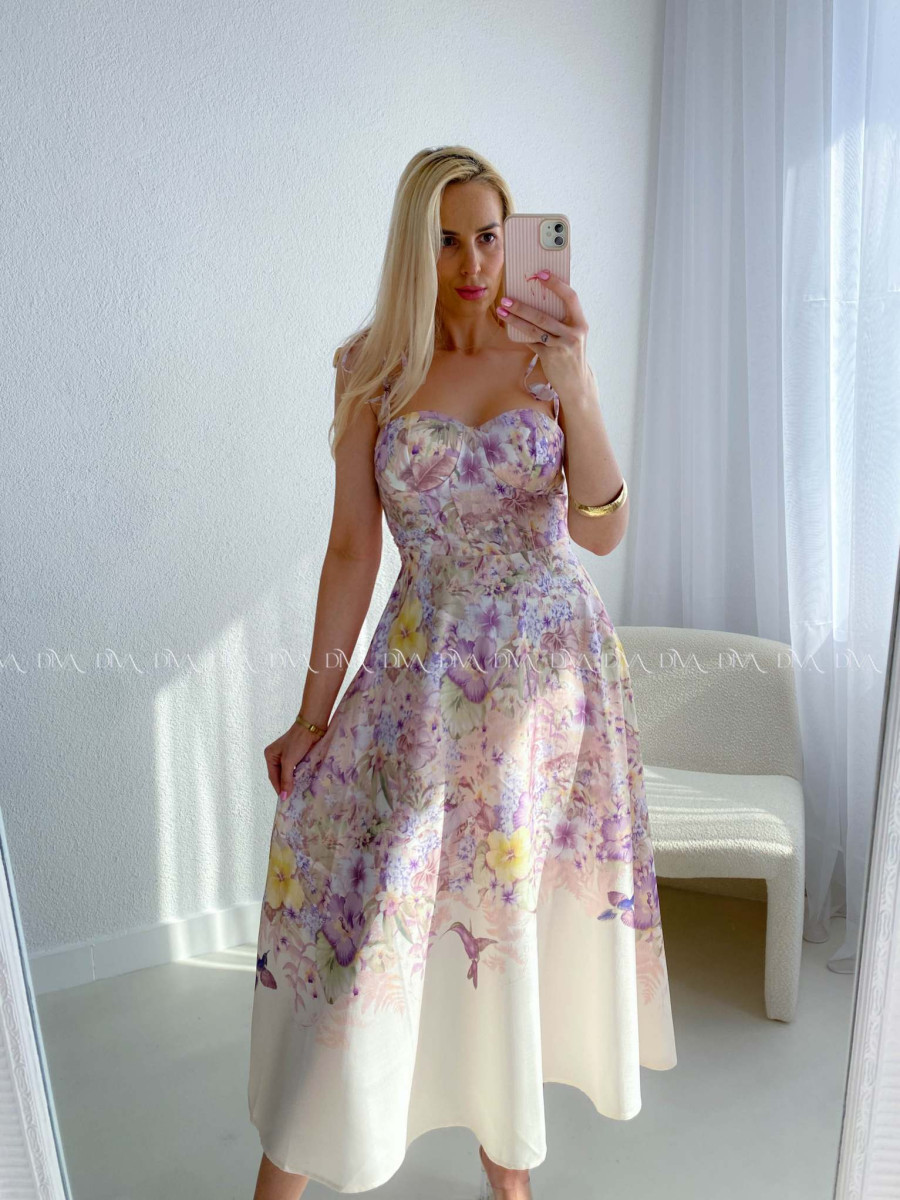 Elegantné kvetované šaty na tenké ramienka Camilla AB 115
