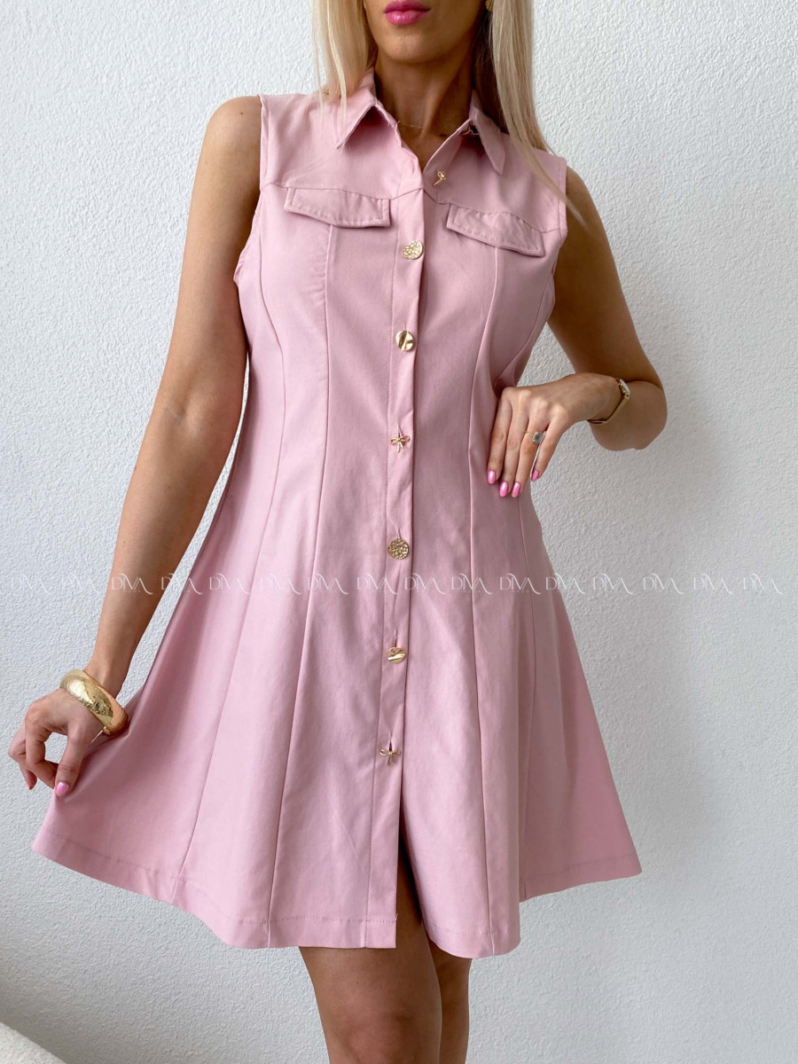 Košeľové šaty Elen pudrovo ružové AB 116