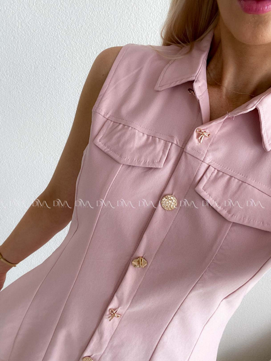 Košeľové šaty Elen pudrovo ružové AB 116