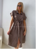 Mušelínové košeľové šaty Ria zemitá hnedá AB 126