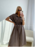 Mušelínové košeľové šaty Ria zemitá hnedá AB 126