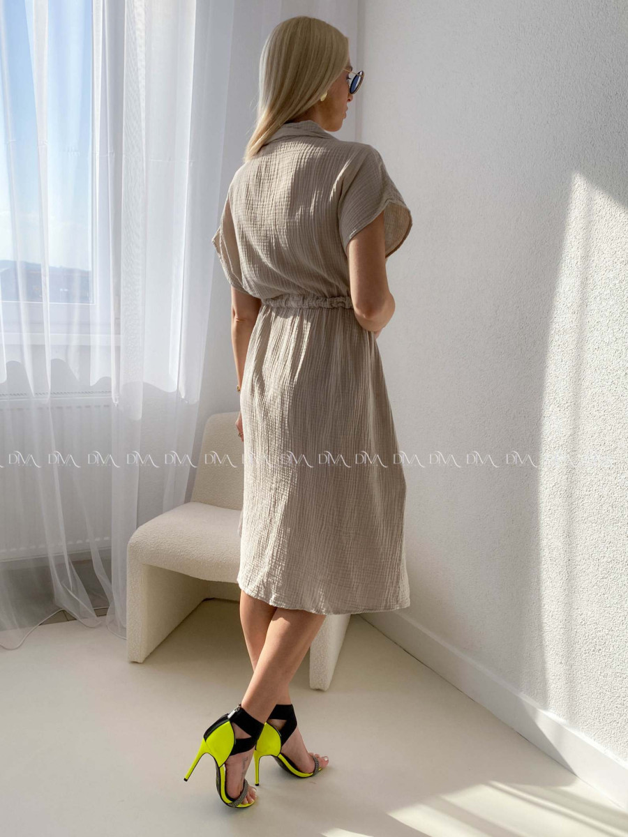 Mušelínové košeľové šaty Ria béžové AB 126