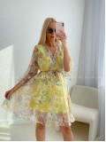 Ľahučké šaty so zvonovými rukávmi garden žlté AB 95